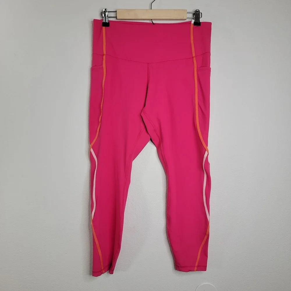 Members Mark‎ Womens XL Leggings Pink Athletic Workout Yoga Pockets High Rise